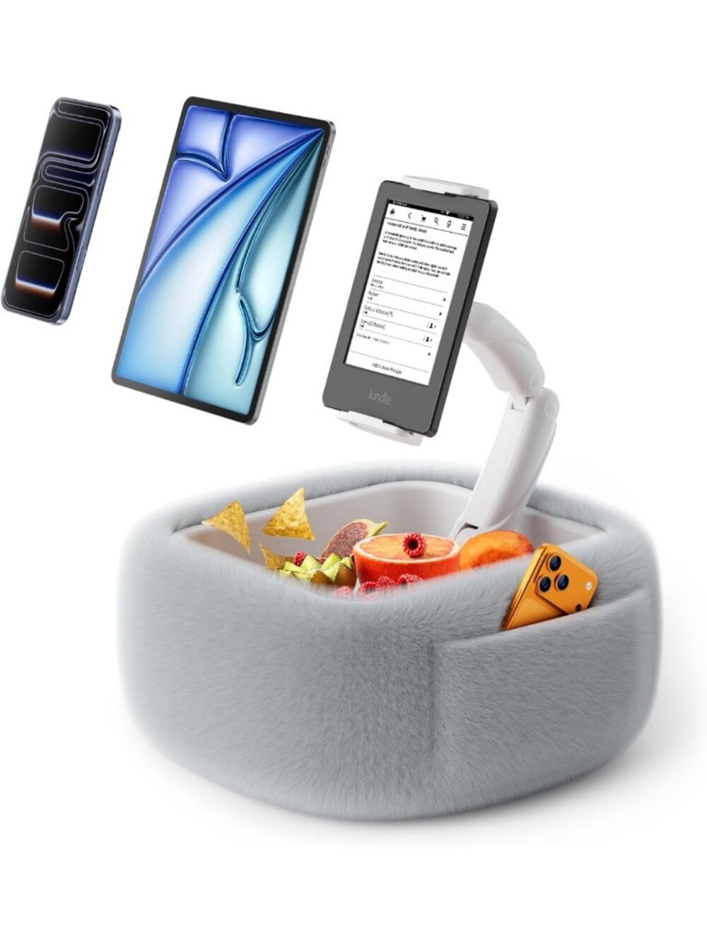 360° Adjustable Tablet Pillow Stand for iPad, iPhone & 14.6” Tablets - Fluffy